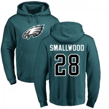 Nike Philadelphia Eagles #28 Wendell Smallwood Green Name & Number Logo Pullover Hoodie