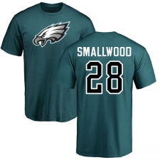 Nike Philadelphia Eagles #28 Wendell Smallwood Green Name & Number Logo T-Shirt