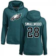 Women's Nike Philadelphia Eagles #28 Wendell Smallwood Green Name & Number Logo Pullover Hoodie