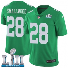 Youth Nike Philadelphia Eagles #28 Wendell Smallwood Limited Green Rush Vapor Untouchable Super Bowl LII NFL Jersey