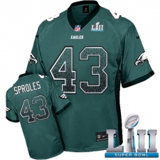 Men's Nike Philadelphia Eagles #43 Darren Sproles Elite Midnight Green Drift Fashion Super Bowl LII NFL Jersey