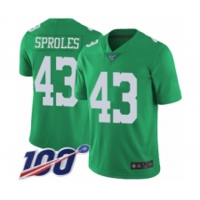 Men's Philadelphia Eagles #43 Darren Sproles Limited Green Rush Vapor Untouchable 100th Season Football Jersey