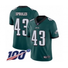 Men's Philadelphia Eagles #43 Darren Sproles Midnight Green Team Color Vapor Untouchable Limited Player 100th Season Football Jersey