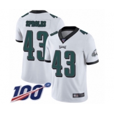 Men's Philadelphia Eagles #43 Darren Sproles White Vapor Untouchable Limited Player 100th Season Football Jersey