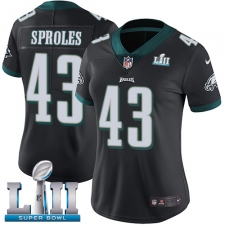 Women's Nike Philadelphia Eagles #43 Darren Sproles Black Alternate Vapor Untouchable Limited Player Super Bowl LII NFL Jersey