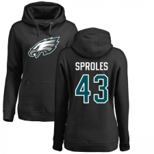 Women's Nike Philadelphia Eagles #43 Darren Sproles Black Name & Number Logo Pullover Hoodie