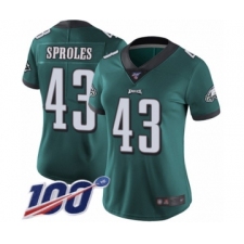 Women's Philadelphia Eagles #43 Darren Sproles Midnight Green Team Color Vapor Untouchable Limited Player 100th Season Football Jersey
