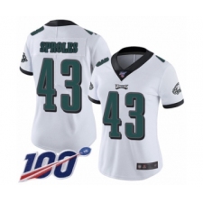Women's Philadelphia Eagles #43 Darren Sproles White Vapor Untouchable Limited Player 100th Season Football Jersey