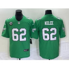 Men's Nike Philadelphia Eagles #62 Jason Kelce Green C 2023 Vapor Limited Throwback Jersey