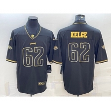 Men's Philadelphia Eagles #62 Jason Kelce Black Golden Edition Stitched NFL Nike Limited Jersey