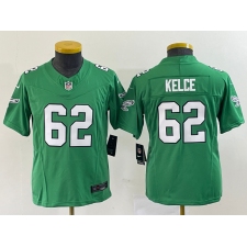 Youth Nike Philadelphia Eagles #62 Jason Kelce Green 2023 F.U.S.E. Vapor Limited Throwback Stitched Football Jersey
