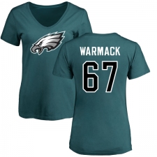 Women's Nike Philadelphia Eagles #67 Chance Warmack Green Name & Number Logo Slim Fit T-Shirt