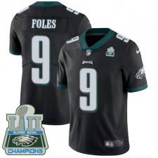 Men's Nike Philadelphia Eagles #9 Nick Foles Black Alternate Vapor Untouchable Limited Player Super Bowl LII Champions NFL Jersey