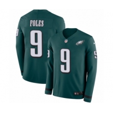 Men's Nike Philadelphia Eagles #9 Nick Foles Limited Green Therma Long Sleeve NFL Jersey