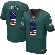 Men's Nike Philadelphia Eagles #9 Nick Foles Midnight Green Home USA Flag Fashion NFL Jerseyy