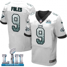 Men's Nike Philadelphia Eagles #9 Nick Foles White Road Drift Fashion Super Bowl LII NFL Jersey