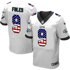 Men's Nike Philadelphia Eagles #9 Nick Foles White Road USA Flag Fashion NFL Jersey