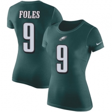 Women's Nike Philadelphia Eagles #9 Nick Foles Green Rush Pride Name & Number T-Shirt