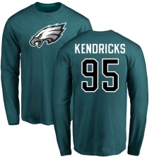 Nike Philadelphia Eagles #95 Mychal Kendricks Green Name & Number Logo Long Sleeve T-Shirt