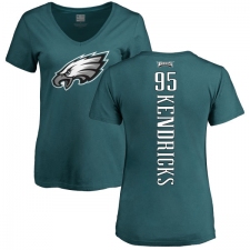 Women's Nike Philadelphia Eagles #95 Mychal Kendricks Green Backer Slim Fit T-Shirt