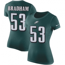 Women's Nike Philadelphia Eagles #53 Nigel Bradham Green Rush Pride Name & Number T-Shirt