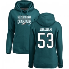 Women's Nike Philadelphia Eagles #53 Nigel Bradham Green Super Bowl LII Champions Pullover Hoodie