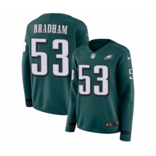 Women's Nike Philadelphia Eagles #53 Nigel Bradham Limited Green Therma Long Sleeve NFL Jersey