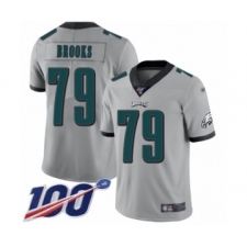 Men's Philadelphia Eagles #79 Brandon Brooks Limited Silver Inverted Legend 100th Season Football Jersey