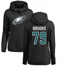 Women's Nike Philadelphia Eagles #79 Brandon Brooks Black Name & Number Logo Pullover Hoodie