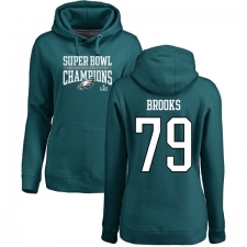 Women's Nike Philadelphia Eagles #79 Brandon Brooks Green Super Bowl LII Champions Pullover Hoodie
