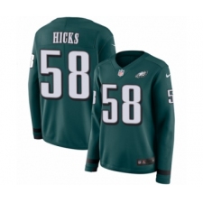 Women's Nike Philadelphia Eagles #58 Jordan Hicks Limited Green Therma Long Sleeve NFL Jersey