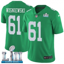 Youth Nike Philadelphia Eagles #61 Stefen Wisniewski Limited Green Rush Vapor Untouchable Super Bowl LII NFL Jersey