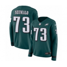 Women's Nike Philadelphia Eagles #73 Isaac Seumalo Limited Green Therma Long Sleeve NFL Jersey