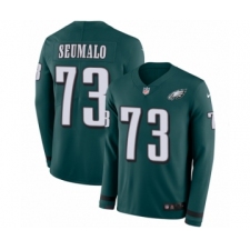 Youth Nike Philadelphia Eagles #73 Isaac Seumalo Limited Green Therma Long Sleeve NFL Jersey
