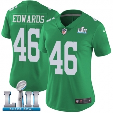 Women's Nike Philadelphia Eagles #46 Herman Edwards Limited Green Rush Vapor Untouchable Super Bowl LII NFL Jersey
