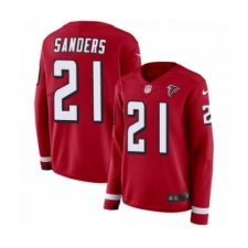 Women's Nike Atlanta Falcons #21 Deion Sanders Limited Red Therma Long Sleeve NFL Jersey