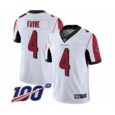 Men's Atlanta Falcons #4 Brett Favre White Vapor Untouchable Limited Player 100th Season Football Jersey