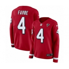 Women's Nike Atlanta Falcons #4 Brett Favre Limited Red Therma Long Sleeve NFL Jersey