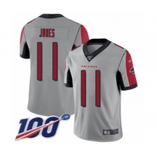 Men's Atlanta Falcons #11 Julio Jones Limited Silver Inverted Legend 100th Season Football Jersey
