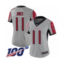 Women's Atlanta Falcons #11 Julio Jones Limited Silver Inverted Legend 100th Season Football Jersey