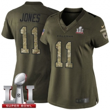 Women's Nike Atlanta Falcons #11 Julio Jones Limited Green Salute to Service Super Bowl LI 51 NFL Jersey