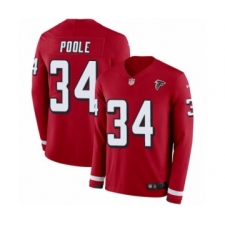 Men's Nike Atlanta Falcons #34 Brian Poole Limited Red Therma Long Sleeve NFL Jersey