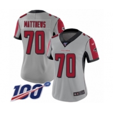 Women's Atlanta Falcons #70 Jake Matthews Limited Silver Inverted Legend 100th Season Football Jersey