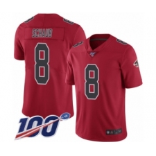Men's Atlanta Falcons #8 Matt Schaub Limited Red Rush Vapor Untouchable 100th Season Football Jersey