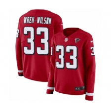 Women's Nike Atlanta Falcons #33 Blidi Wreh-Wilson Limited Red Therma Long Sleeve NFL Jersey