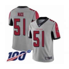 Men's Atlanta Falcons #51 Alex Mack Limited Silver Inverted Legend 100th Season Football Jersey