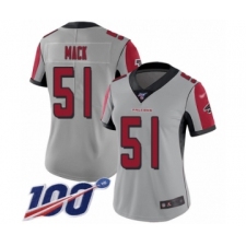 Women's Atlanta Falcons #51 Alex Mack Limited Silver Inverted Legend 100th Season Football Jersey