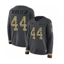 Women's Nike Atlanta Falcons #44 Vic Beasley Limited Black Salute to Service Therma Long Sleeve NFL Jersey