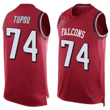 Men's Nike Atlanta Falcons #74 Tani Tupou Limited Red Player Name & Number Tank Top NFL Jersey