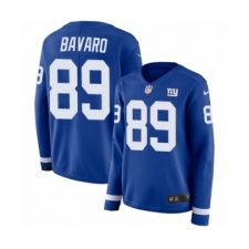 Women's Nike New York Giants #89 Mark Bavaro Limited Royal Blue Therma Long Sleeve NFL Jersey